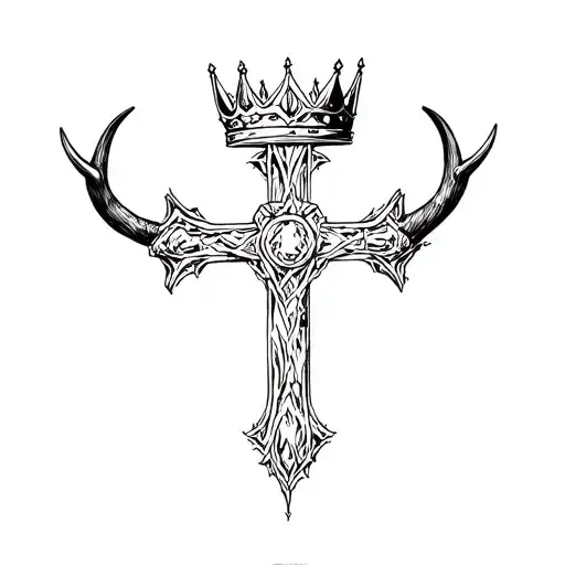 Cross With Crown Of Horns