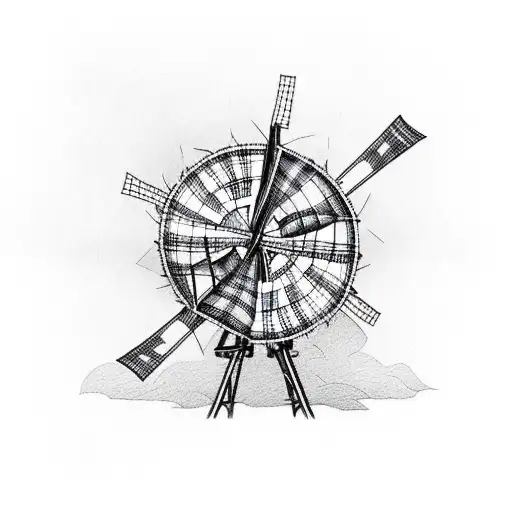 Windmill With A Scottish Tartan Pattern