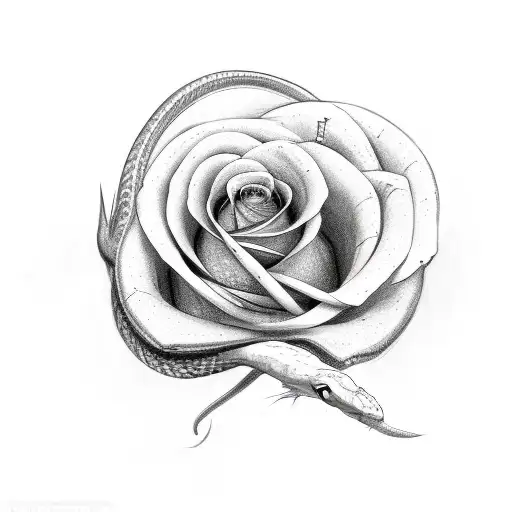 A Snake Wrapped Around A Rose