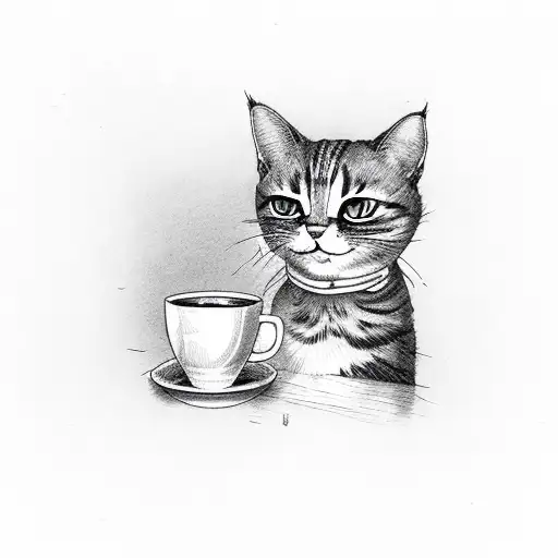 Cat Holding Coffee