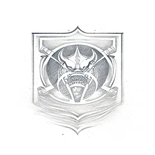 An Intricate Design Featuring The Logo Of All Boys Football Team And A Barbell