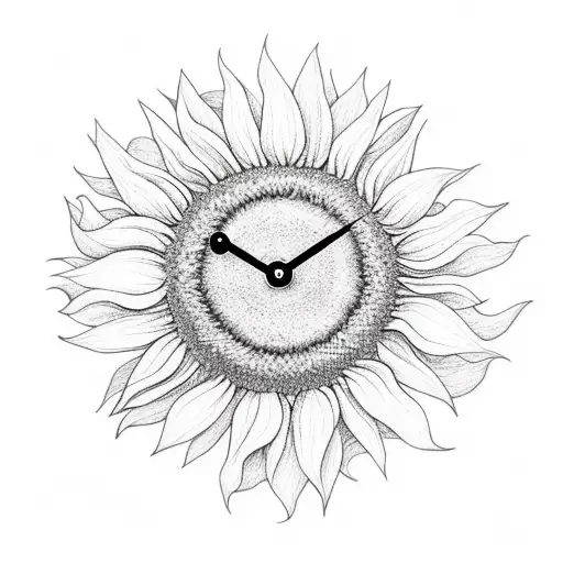 Sunflower With Clock On The Center