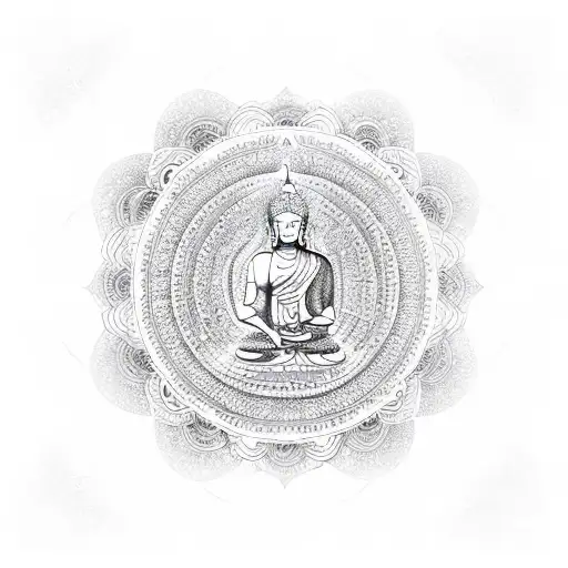 Meditating Buddha Over 7 Chakras Mandala