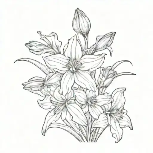 Daffodils And Spider Lily Fine Black And White