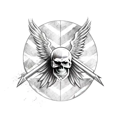 A Skull With Wings And A Checkered Flag As Its Background