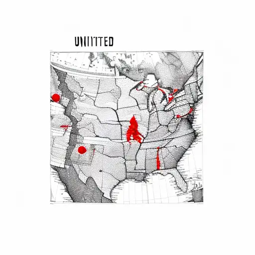 50 United States 3D Map And Red Pins All Over