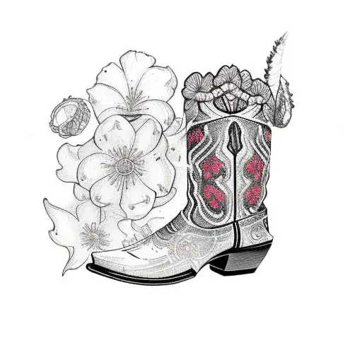 Small Cowboy Boot With All Sorts Of Elegant Flowers Coming Out Of It