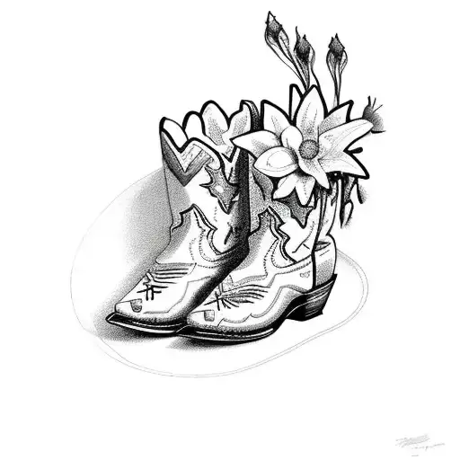 Small Cowboy Boot With All Sorts Of Elegant Flowers Coming Out Of It