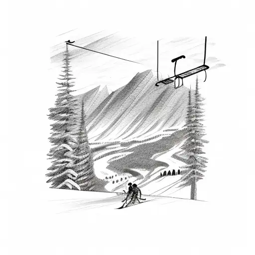 Ski Lift With Mountains In Background