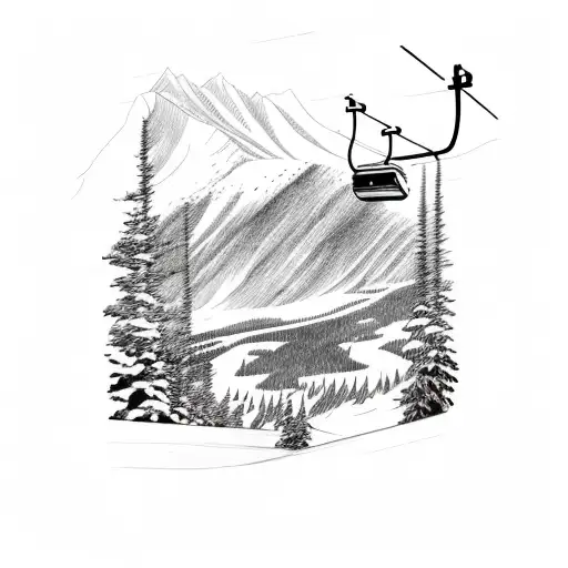 Ski Lift With Mountains In Background