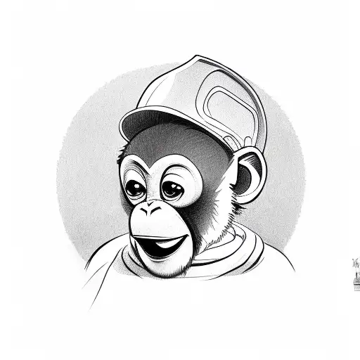 A Monkey Wearing A Construction Hat And Holding A Cup Of Coffee