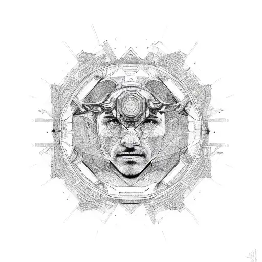 Man In The Moon With Intricate Geometric Patterns