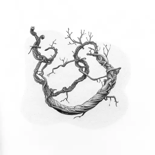 Corylus Avellana Branch Wrapping Around The Arm Like A Vine