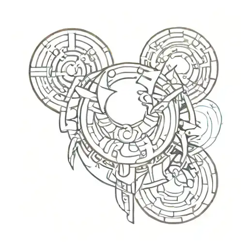 Abstract Tattoo Design Featuring Magnets Without Including Horseshoe Magnet