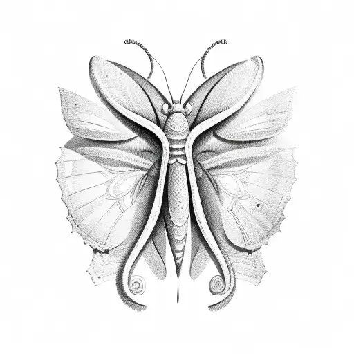 A Sketch-style Illustration Of A Butterfly Transforming Into A Snake