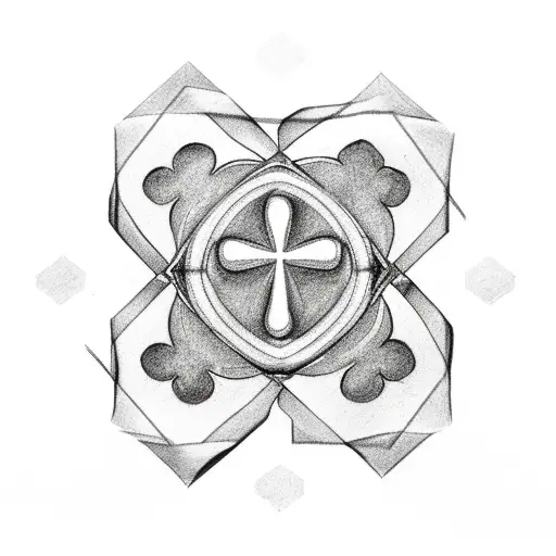 Clover With Cross In Center Circle Hexagon Around