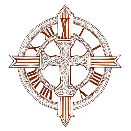 Roman Numerals With Cross Faded In Background