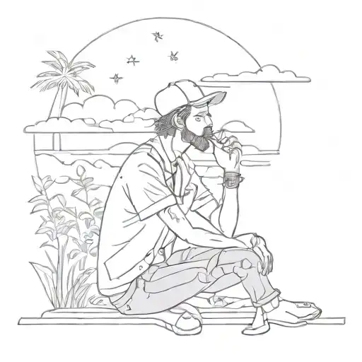 Watching Sunset And Smoking Weed But Something Minimalistic Not Full Person