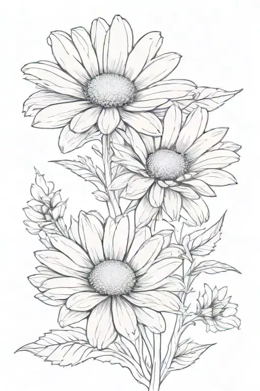 Two Daisy Flowers Blooming