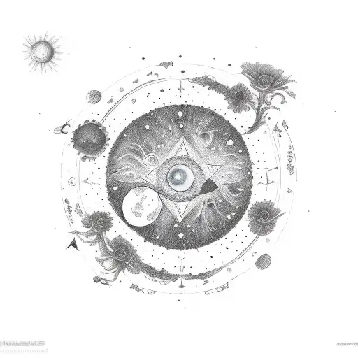 Combine The Taurus Constellation With Poppy Flower Sun And Moon
