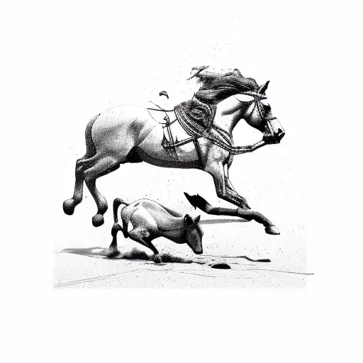 Bucking Horse With A Man Riding It