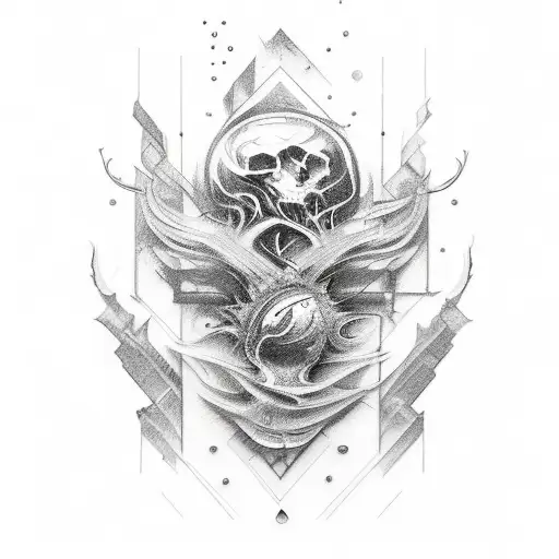 A Mesmerizing Sketch-style Tattoo Featuring A Rock Musician Merged With Elements Of Nature