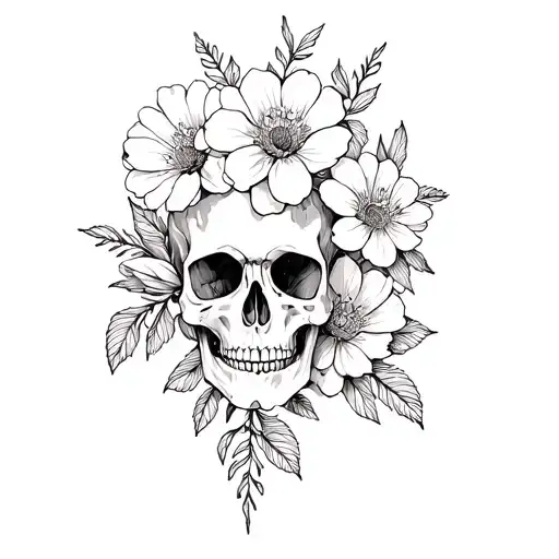 Delicate Flowers With A Delicate Skull