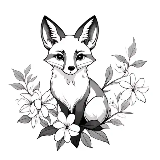 Dainty Fox Surrounded By Plumerias