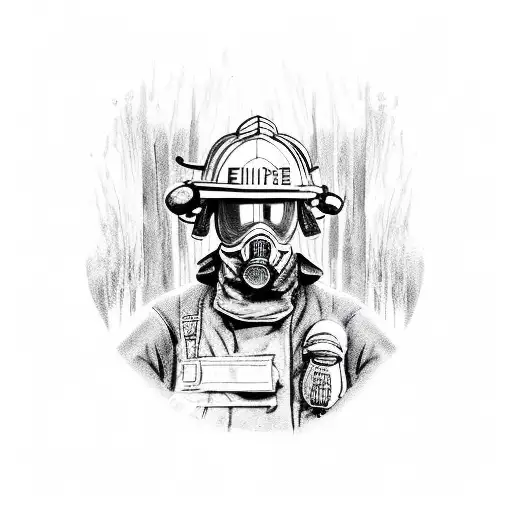 European Firefighter Fighting Fire Small