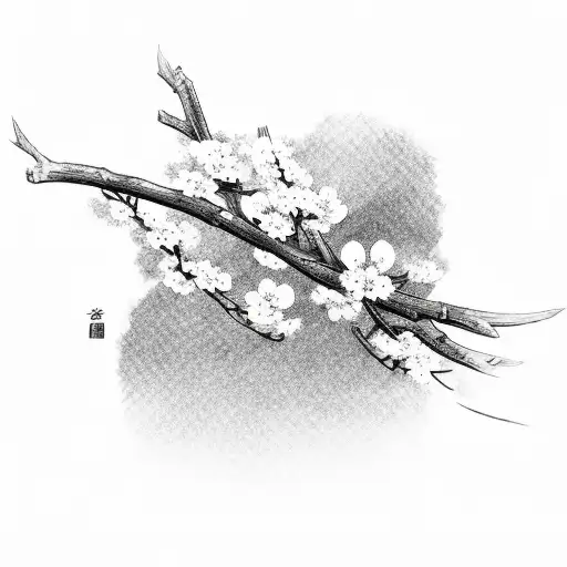 Simple Katana With Cherry Blossom Flowers