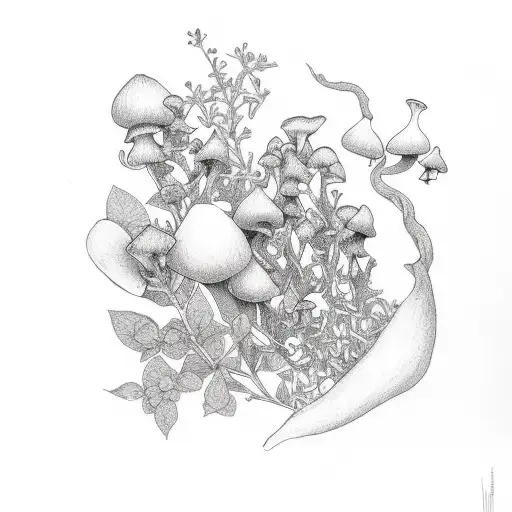 Jasmine Blossom With Mushrooms And Virginia Creeper With The Word Hiya Wrapped In