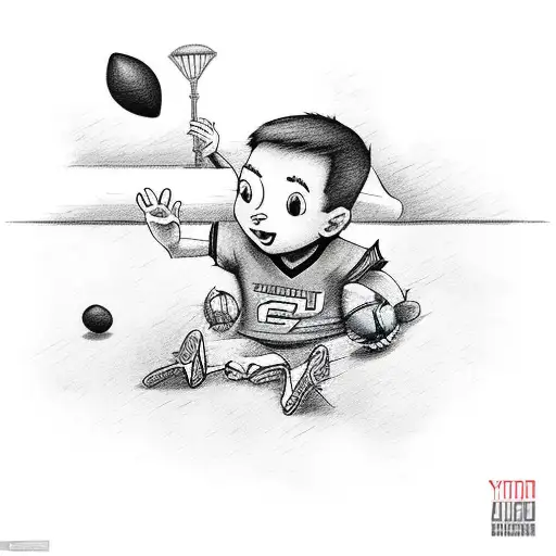 Young Boy Watching Football On Tv In Bedroom With Football Under Arm