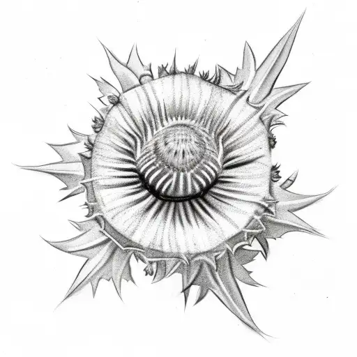 Scottish Thistle With Tudor Rose And Stems Entwined