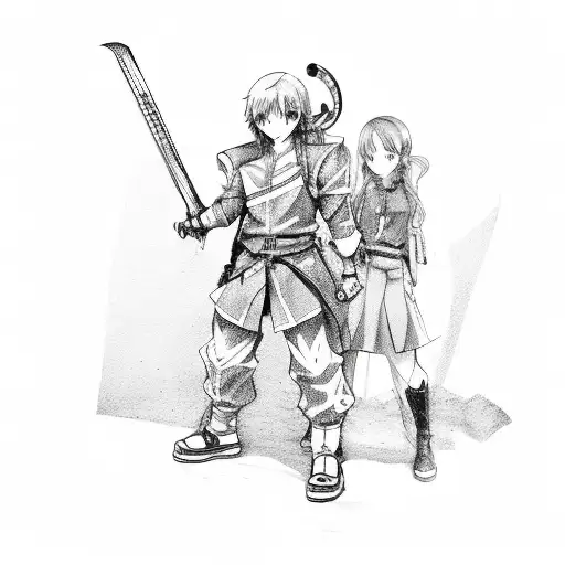 A Sketch Of An Anime Character Wielding A Gaming Controller