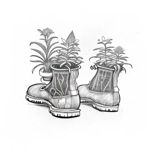Black Boot With Plants Growin Punk Music Speakers