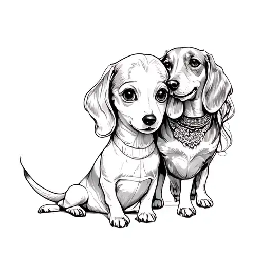 Girl And Dachshund Dog