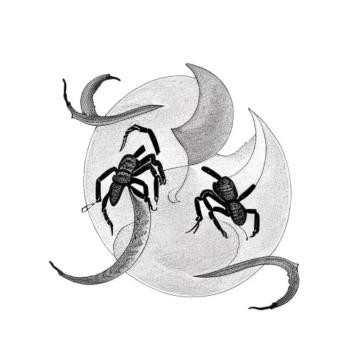 Scorpion And Lily With Crescent Moon