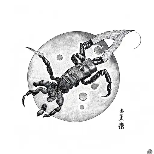 Scorpion Strike And Lily With Crescent Moon