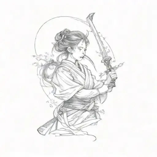 A Japanese Woman With A Sword
