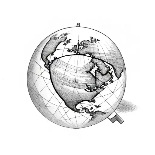 Globe With Coffee And Motorcycle