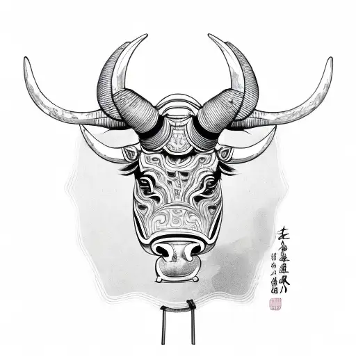 Chinese Ox Horns On A Helmet