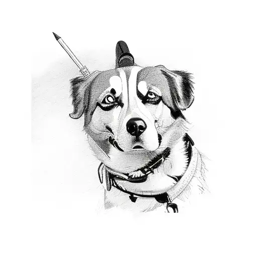 A Sketch-style Illustration Of A Track Driver With A Diabetic Alert Dog By Their Side