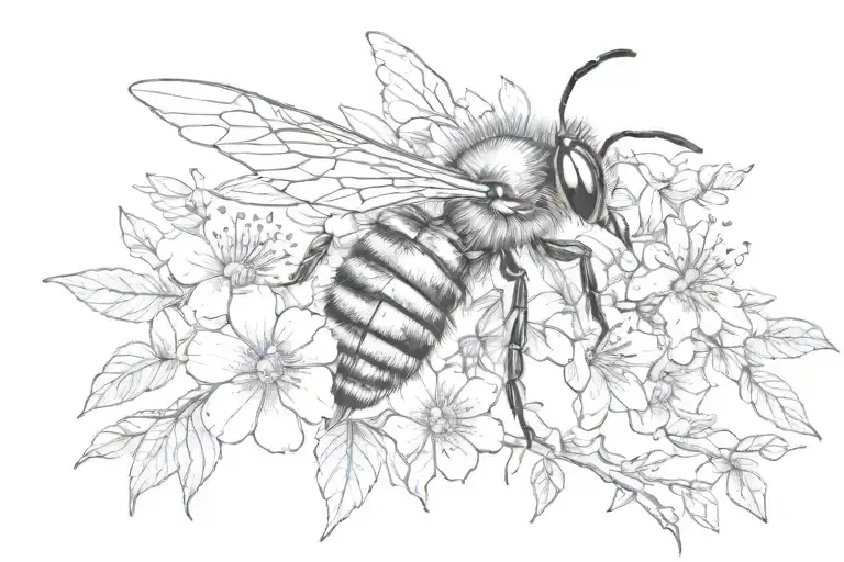 Bee With Flower Branches