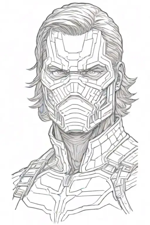 Marvel Winter Soldier In A Mask On Half His Face With Rage In His Eyes