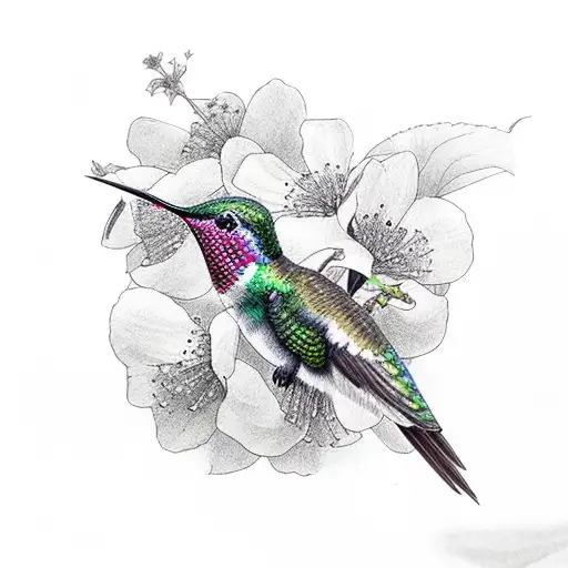 Hummingbird With Cherry Blossom