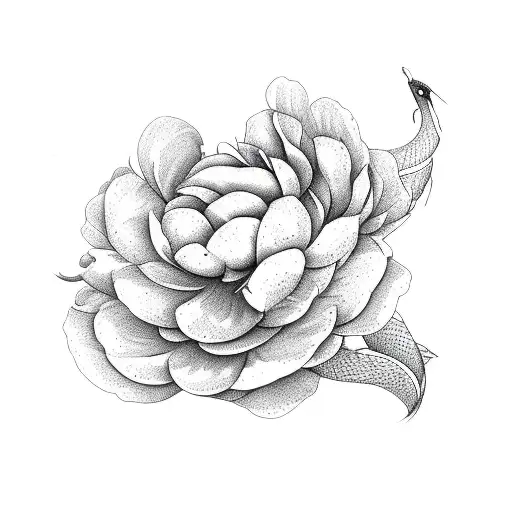 Snake Amongst Peonies