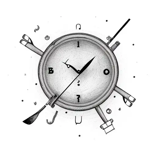 A Birth Clock With Hockey Sticks And Fishing Hooks As Hands