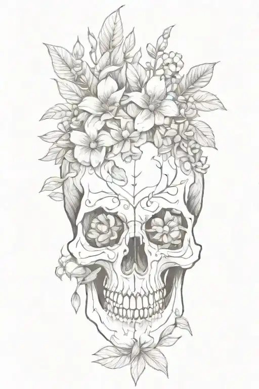 Deathmoth Skull Flowers Leafs Snapdragons