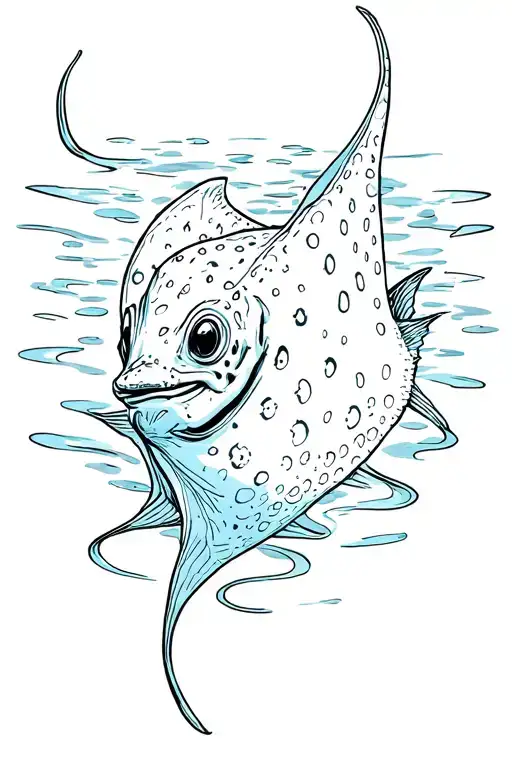 Spotted Ray Gracefully Swimming