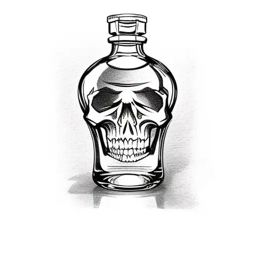 A Bottle Of Whiskey With A Skull And Crossbones Label